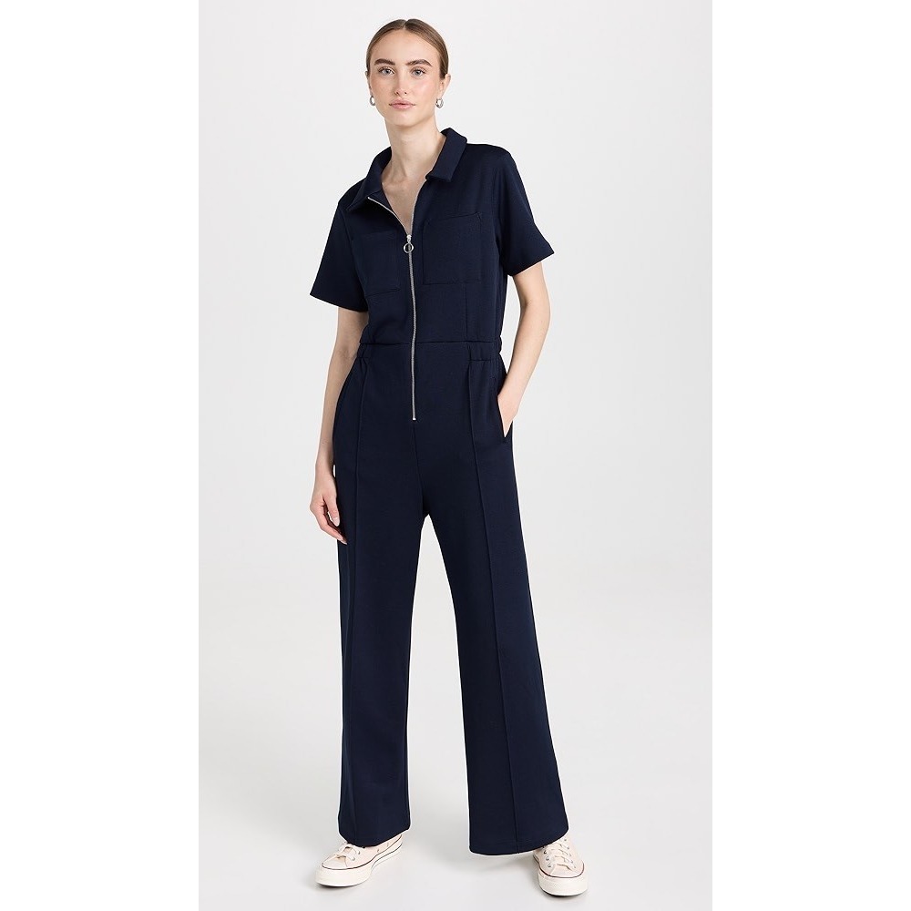 Sweaty Betty Retro Tricot Jumpsuit in Navy Size 8 Athleisure Comfort Effortless